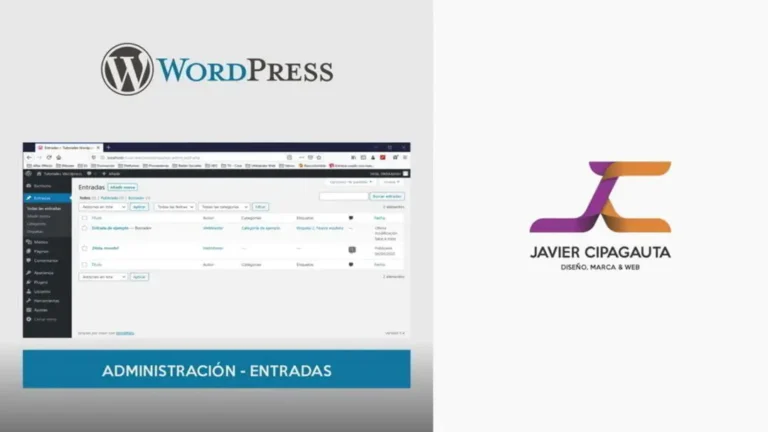 Entradas panel de Administración, Wordpress, jpg.